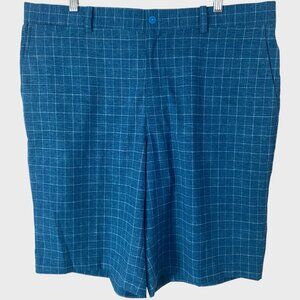 Nike Golf Dri-Fit Fairway Plaid Flat-Front Shorts Blue Men's 38 Athletic Stretch